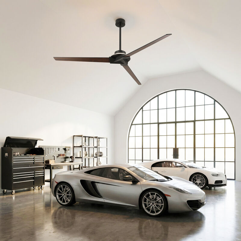 70" Modern Black Reversible Dimmable Large Ceiling Fan with Light and Remote image number 3
