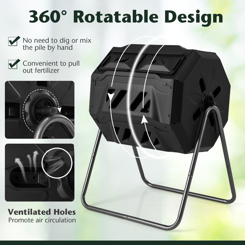 Rotatable Tumbling Composter with 2 Sliding Doors for Efficient Composting image number 7