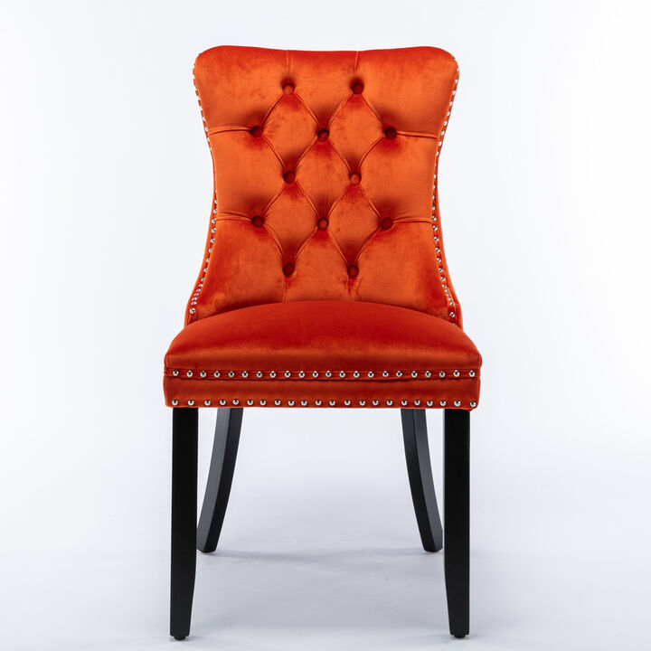 Streamdale Modern Velvet Upholstered Dining Chair Set, Orange