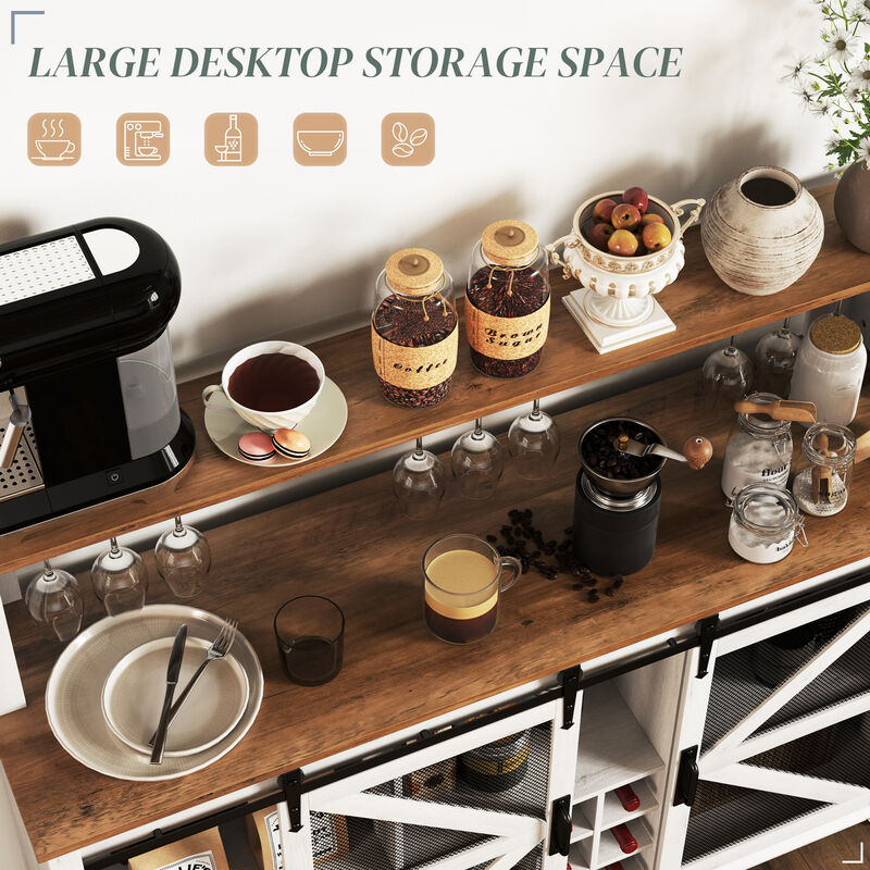 Wooden Kitchen Bar Cabinet with Shelves For Wine Storage image number 6