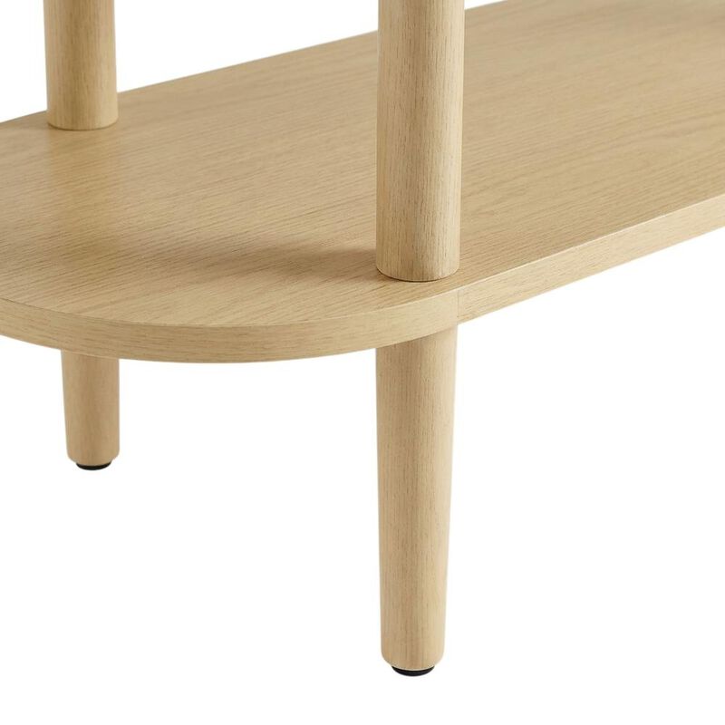 Brown wood TV stand with solid mango construction and oval design image number 6