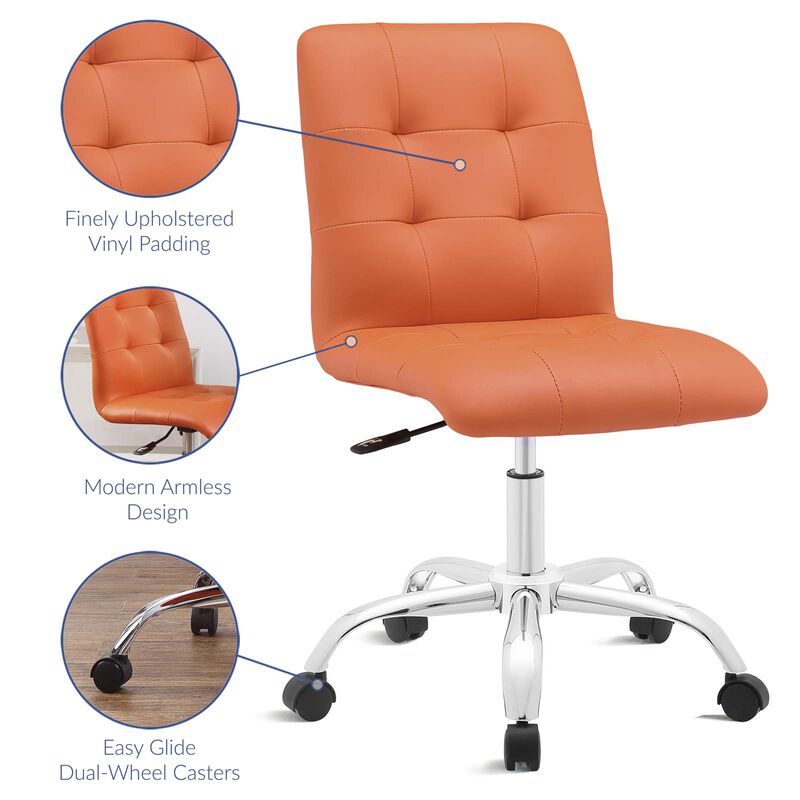 Modway Furniture - Prim Armless Mid Back Office Chair Orange image number 7
