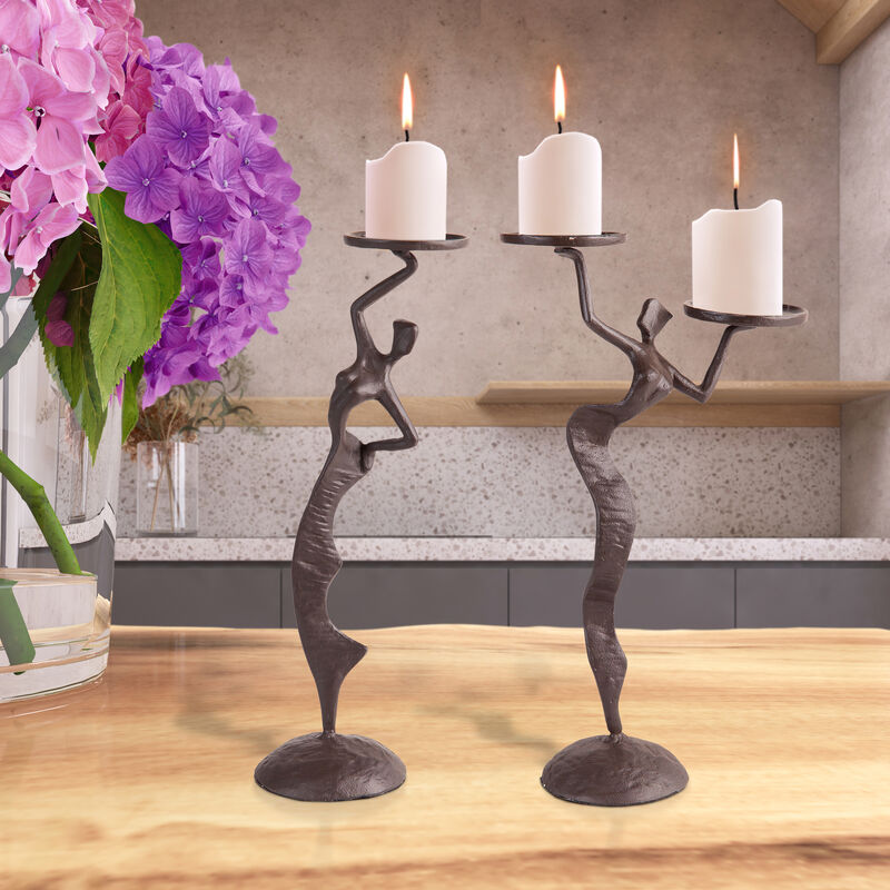 Fancy Lady Cast Iron Double Candle Holder