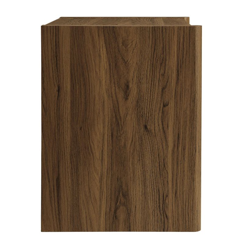 Modway Emric Wave Nightstand in Walnut - Modern Bed Side Table with Wave-Pattern Slatted Drawers for Bedroom or Living Room image number 5