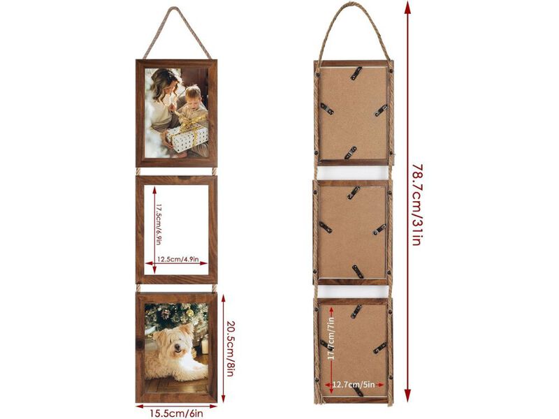 5x7 Collage Picture Frames Set 2 Pack Rustic Walnut Brown Wall Decor for Photos image number 2