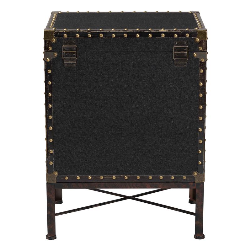 Baxton Studio Laura Vintage Black Canvas Lift Top Trunk End Table