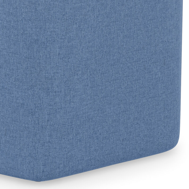 Brock 16 inch Wide Contemporary Irregular Footstool in Wedgewood Blue Linen Look Fabric, Fully Assembled image number 6