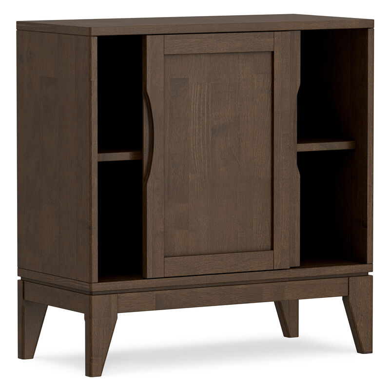 Harper 30 inch Wide Solid Hardwood Mid-Century Modern Low Storage Cabinet in Walnut Brown image number 4