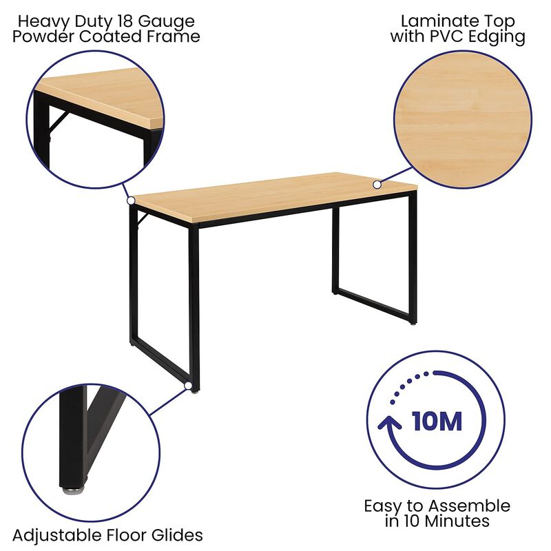 Flash Furniture Tiverton Industrial Modern Desk - Commercial Grade Office Computer Desk and Home Office Desk - 47" Long (Maple/Black)