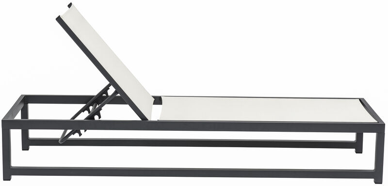 Meridian Furniture Maldives Cream Mesh Water Resistant Fabric Outdoor Patio Sun Chaise Lounge Chair