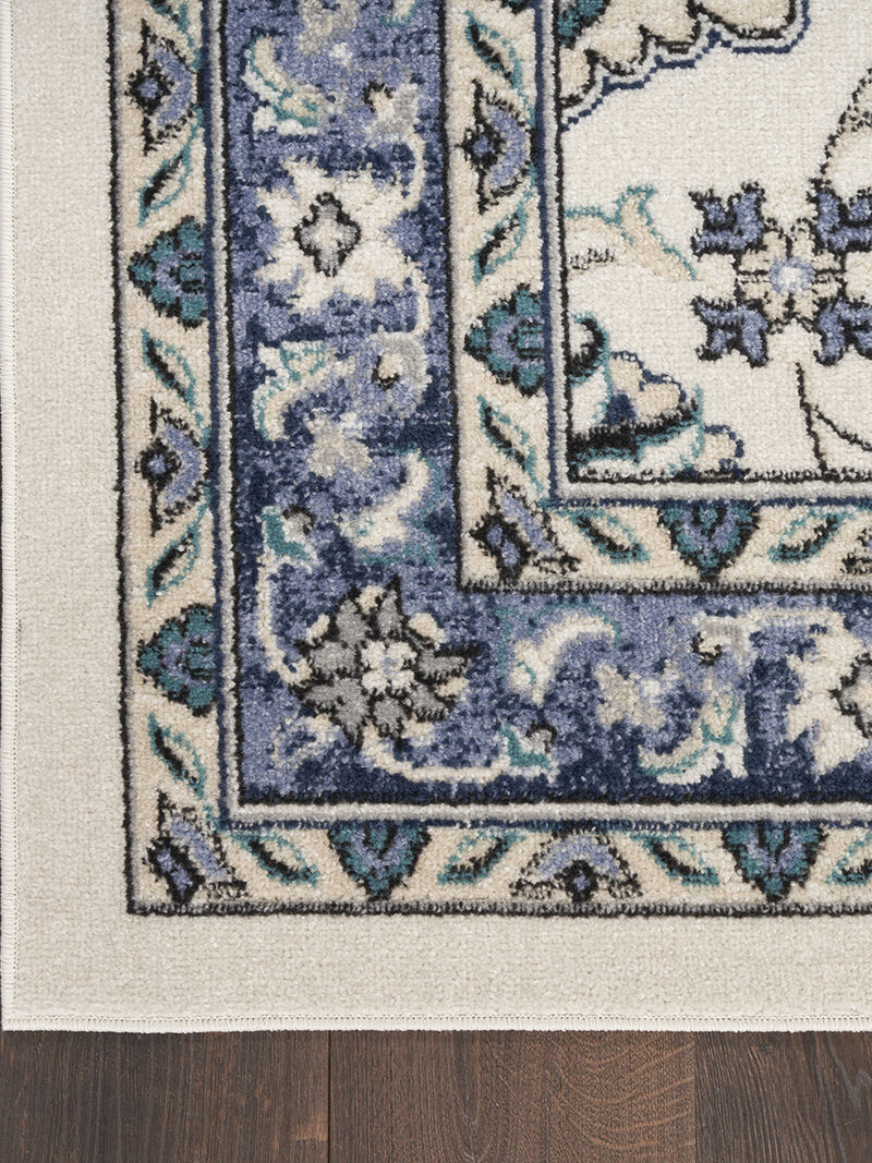 Nourison Essentials NRE05 Ivory/Blue 2'2" x 7'6" Rug