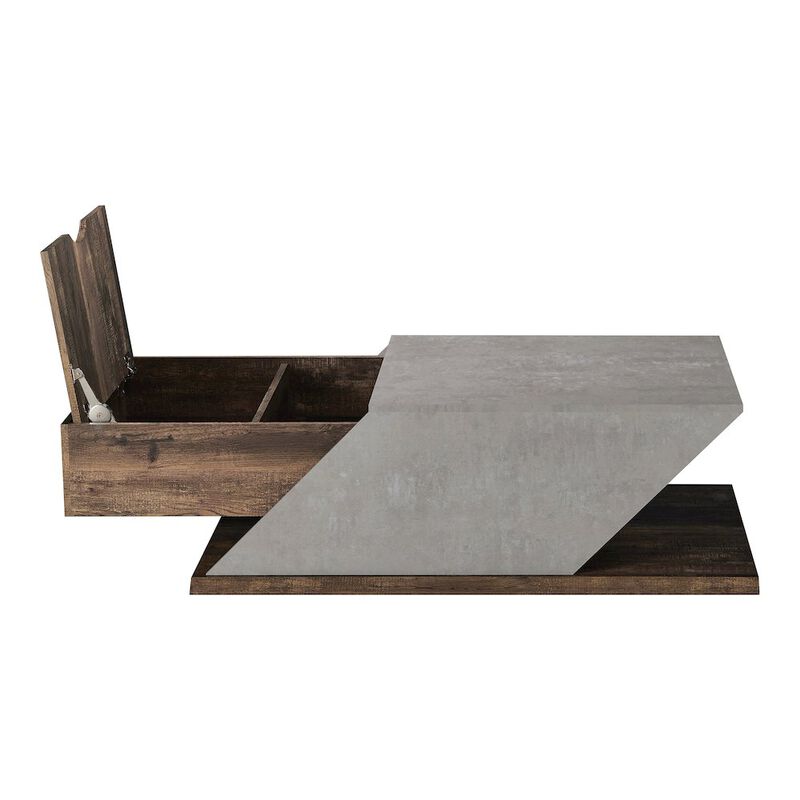 ENITIAL STAR Menster Modern Wood Storage Coffee Table in Reclaimed Oak