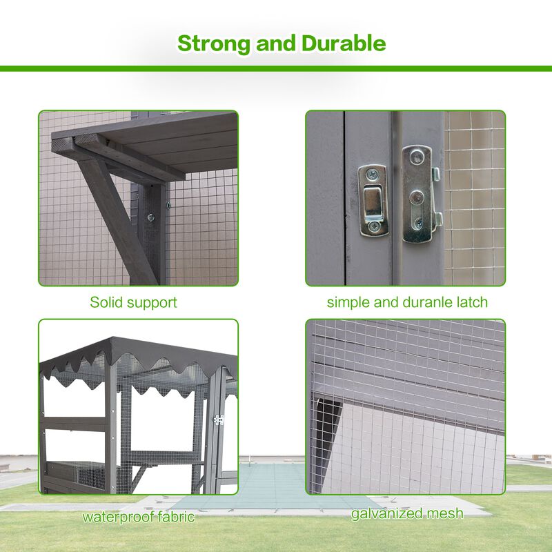 Mondawe Large 6-Level Fir Wood Cat Climbing House W/ Weatherproof Roof,Multi Layer Movable Cat Fence