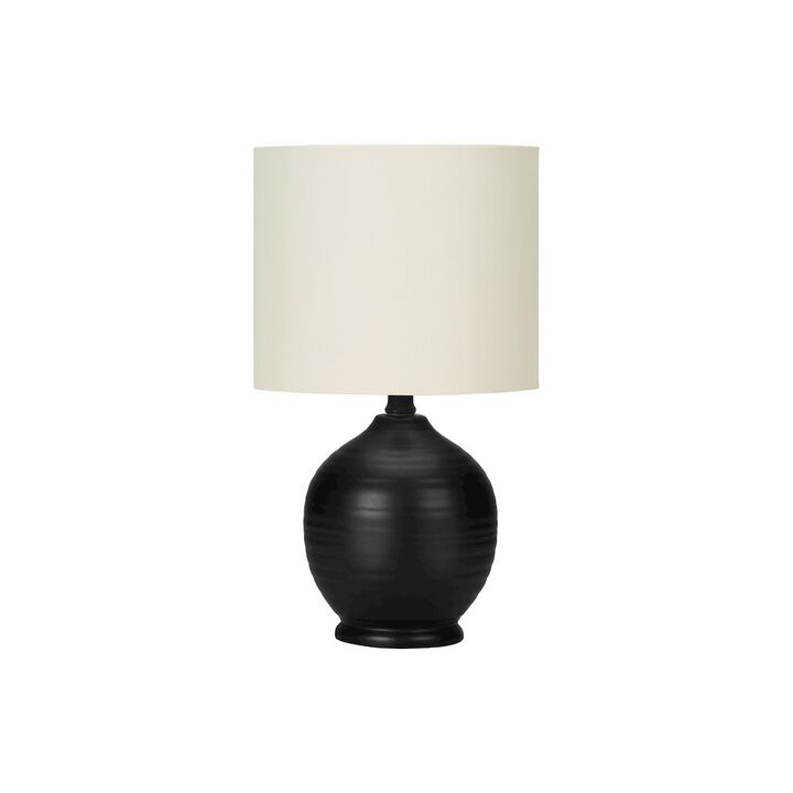 ="Lighting, 17""H, Table Lamp, Black Ceramic, Ivory / Cream Shade, Transitional