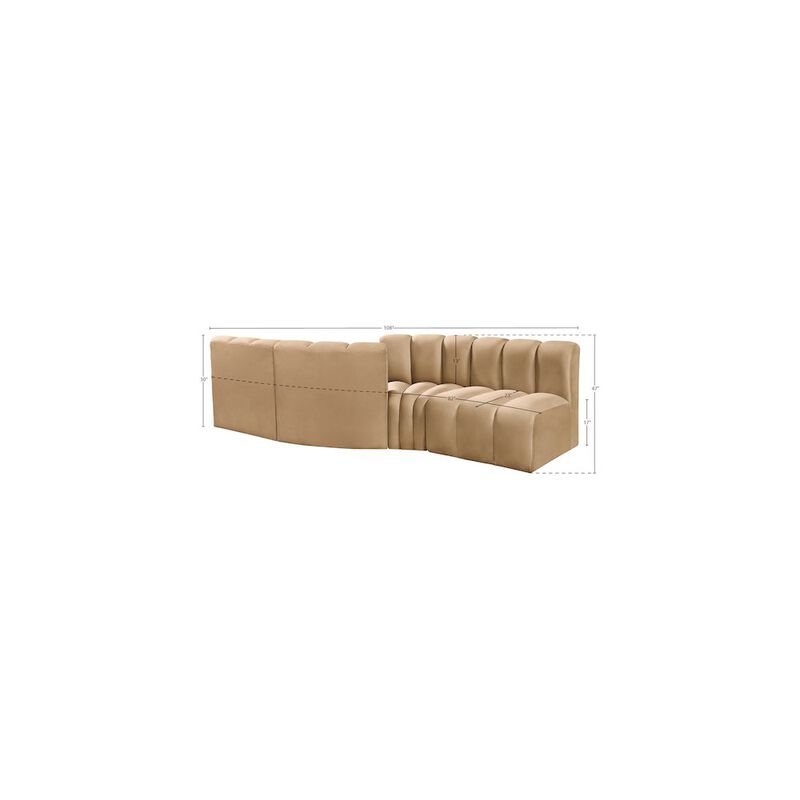 Meridian Furniture Arc Camel Velvet Modular Sofa