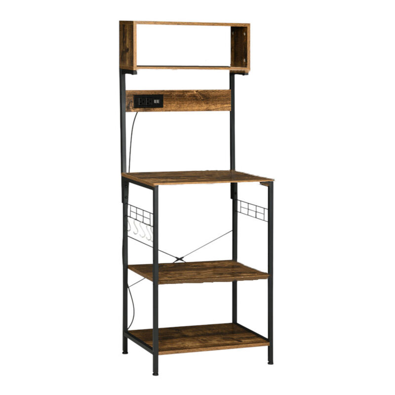 5-Tier Kitchen Baker&rsquo;s Rack with Power Outlet and Storage Shelves