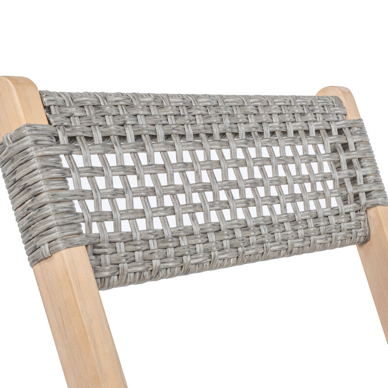 Sitges Modern Mid-Century 3-Piece Roped Acacia Wood Outdoor Folding Bistro Set, Gray/Light Teak