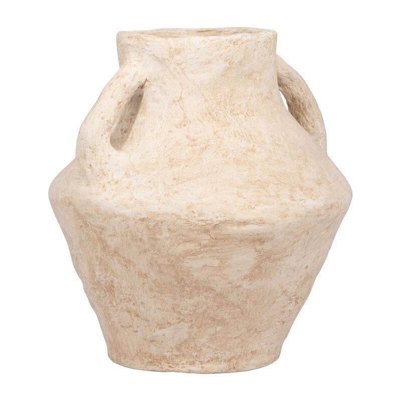 Paper Mache, 14" Vase With Handles, White image number 1