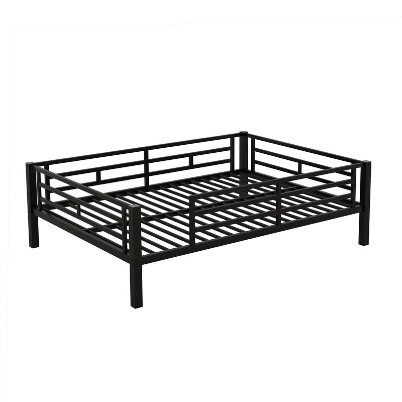 Whisen Metal Full Size Convertible Bunk Bed with 2 Drawers and Ladder - Black