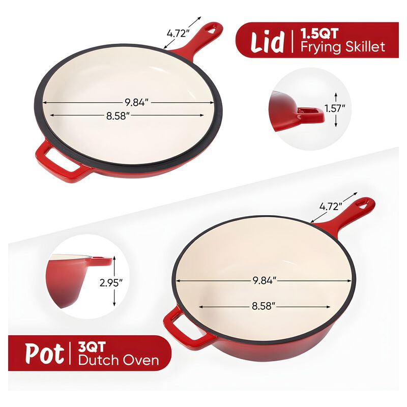 2-in-1 Enameled Dutch Oven & Skillet Set image number 3