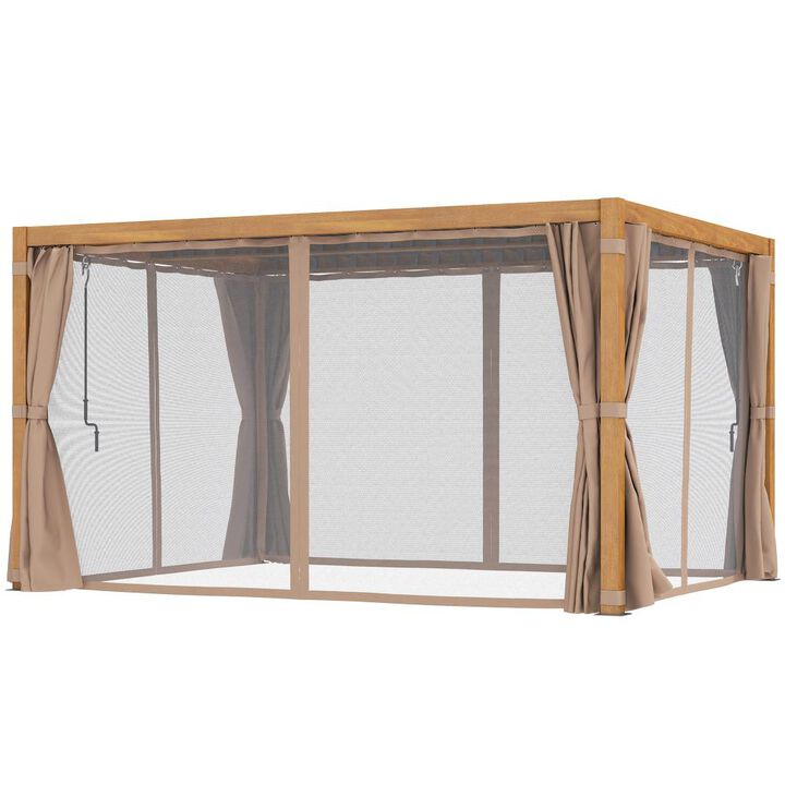 Hivvago 10x13 Backyard Pergola with Louvered Top and Netting