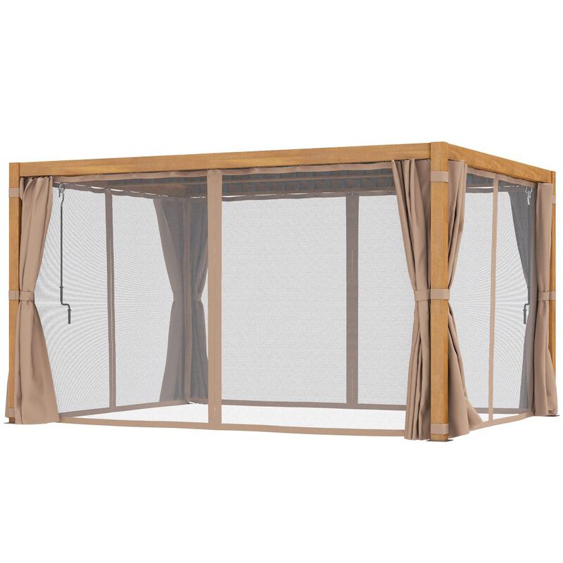 Hivvago 10x13 Backyard Pergola with Louvered Top and Netting image number 0