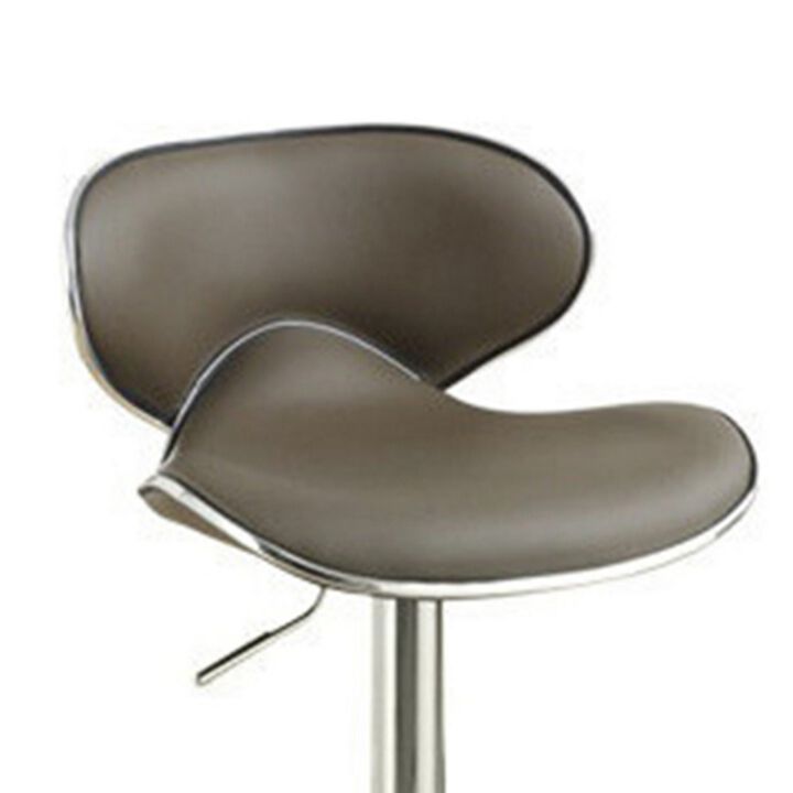 Modish Bar Stool With Gas Lift Espresso Brown And Silver Set of 2-Benzara