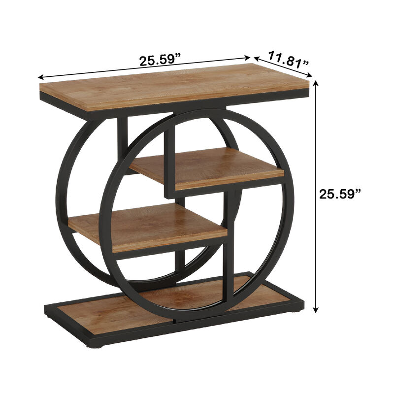 4-Tier Wood Side Table with Storage Shelves for Living Room