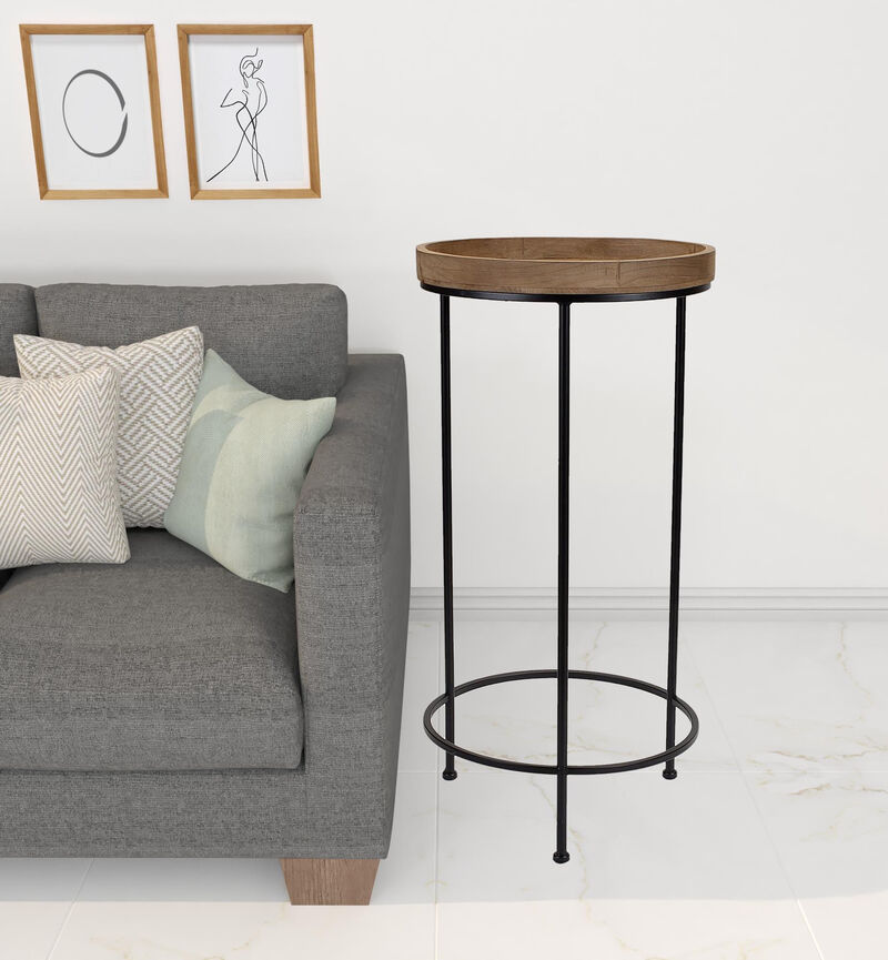 Hivvago Set of Three 29 Inch Black And Brown Round End Tables