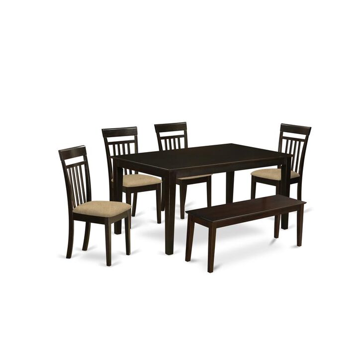 6 PC Dining room set-Top Kitchen Table and 4 Kitchen Chairs plus a bench