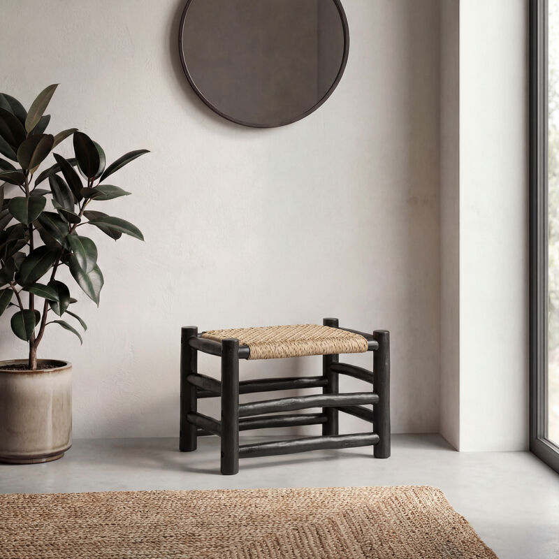 Chuck Coastal Bohemian Handcrafted Indoor/Outdoor Teak Wood Accent Stool image number 6