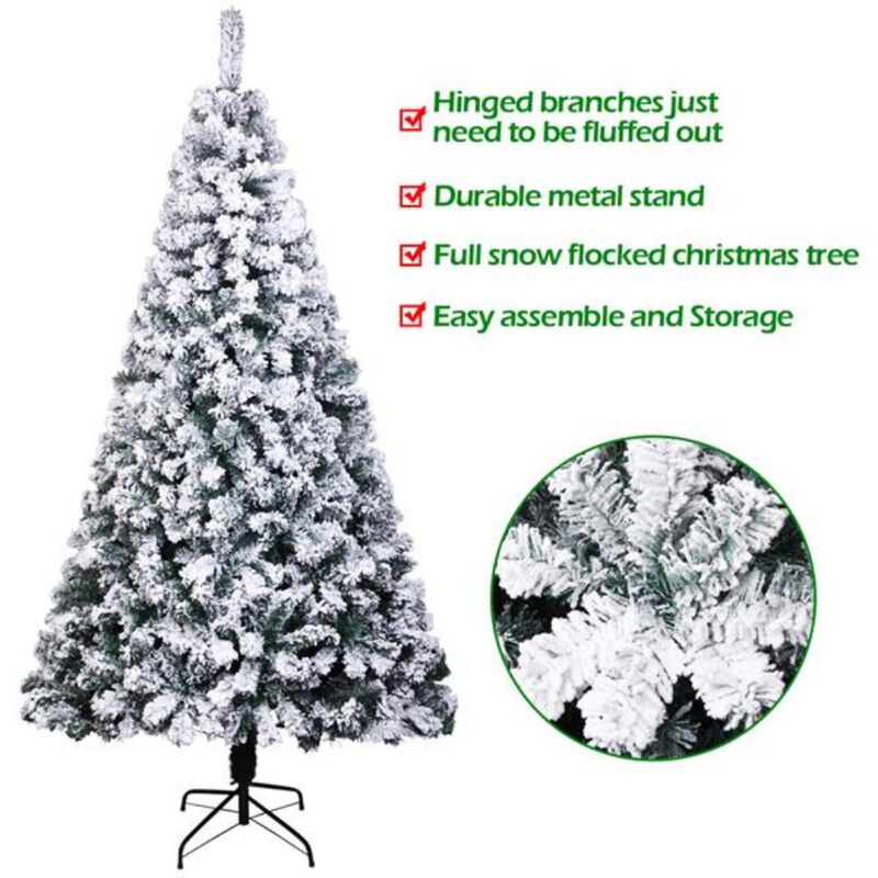 Snow-Flocked Christmas Tree 750 Branches Automatic Pop-Up Tree for Easy & Festive Holiday Décor