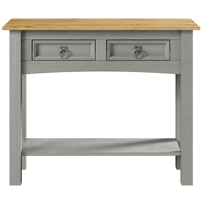 OS Home and Office Furniture Solid Wood Two Drawer Hall Table in Corona Gray