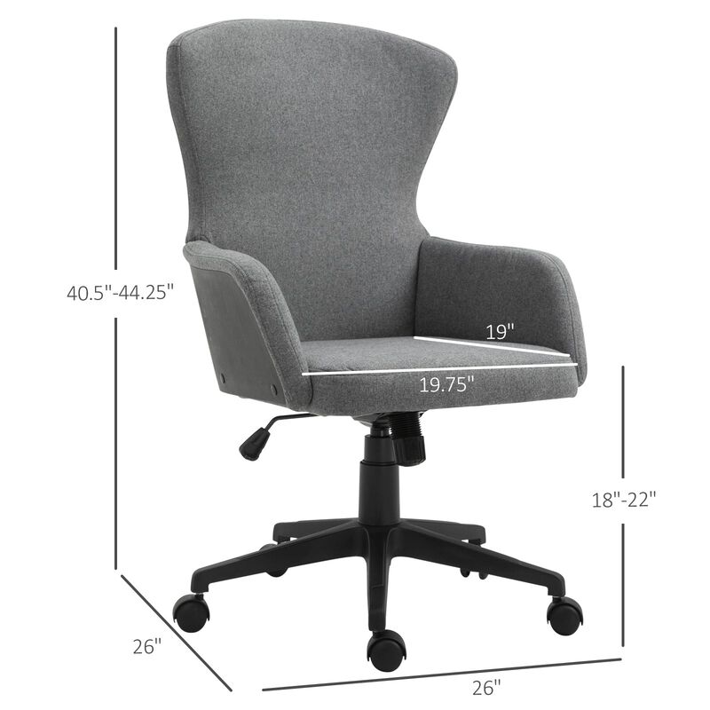Ergonomic Office Chair Office Roller Chair Office Desk & Computer Chair With 5 Castor Wheels & Easy Adjustable Height/Tilt Grey