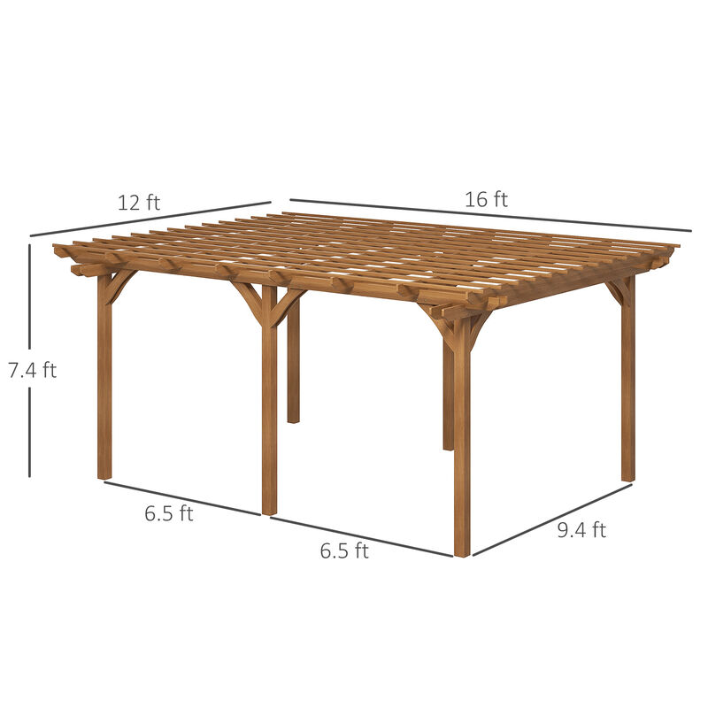 12' x 16' Wooden Pergola Outdoor Gazebo with Stable Structure
