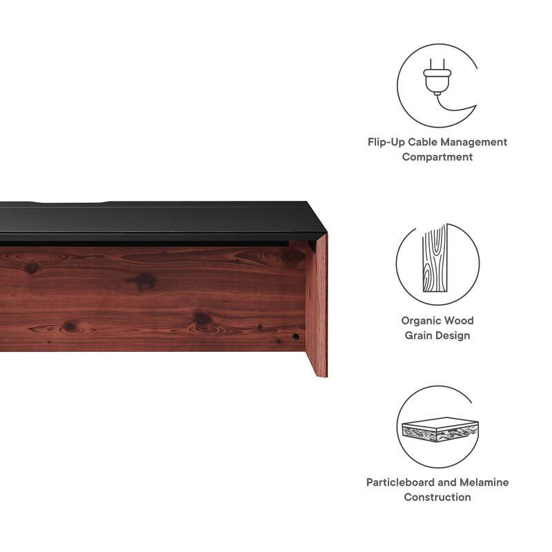 Modway EEI-6207-BLK-CHE Kinetic 49" Wall-Mount Office Desk, Black Cherry image number 4