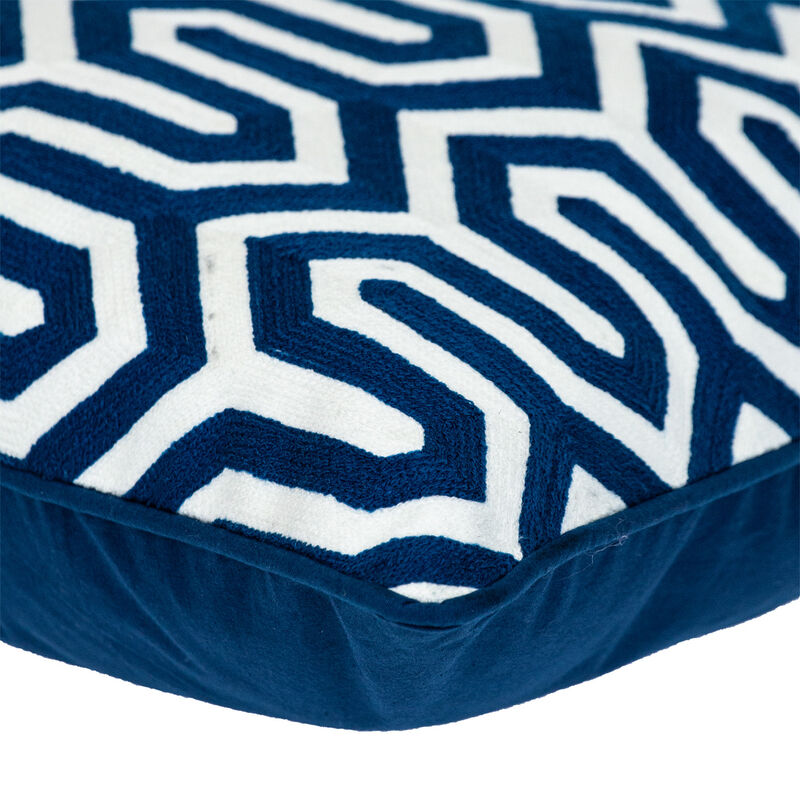 HomeRoots 20" Blue Geometric Cotton Throw Pillow image number 3