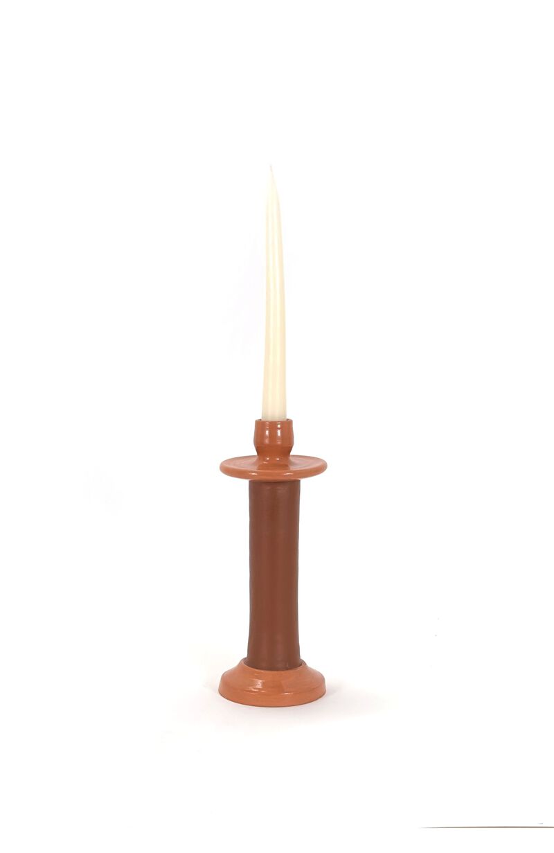 Leather Wrapped Candle Holder image number 2