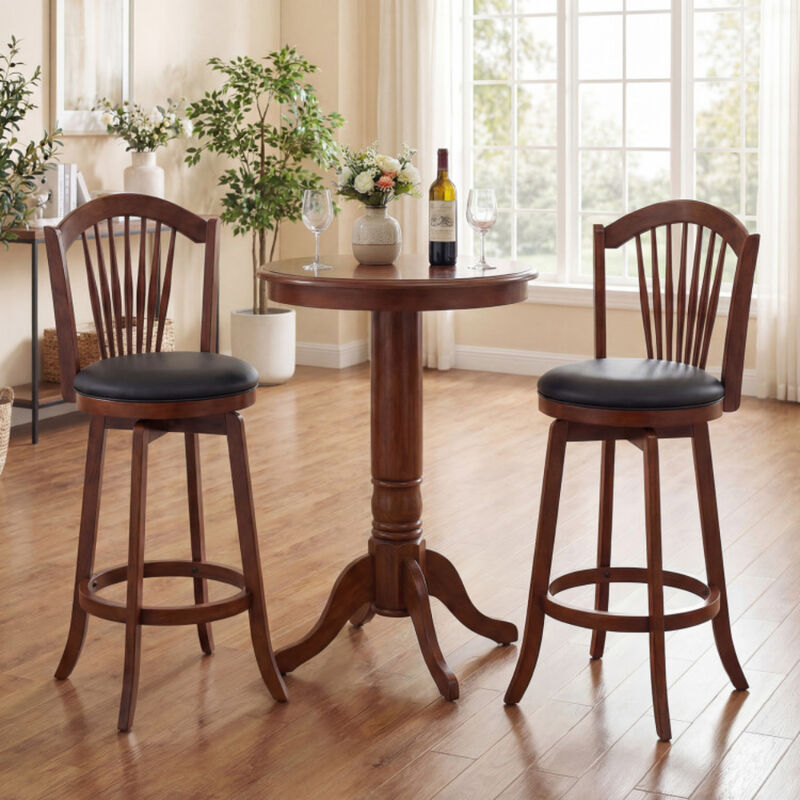 Kitchen Island Swivel Bar Stools with Backrests and Wood Frame Set of 2 image number 1