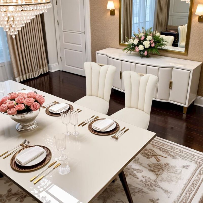 Elegant Upholstered Dining Chairs Set of 2 &ndash; Champagne Finished Side Chairs image number 2
