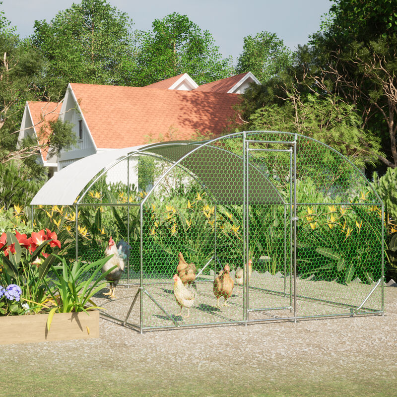 Large Chicken Coop Metal Chicken Run with Waterproof and Anti-UV Cover image number 2