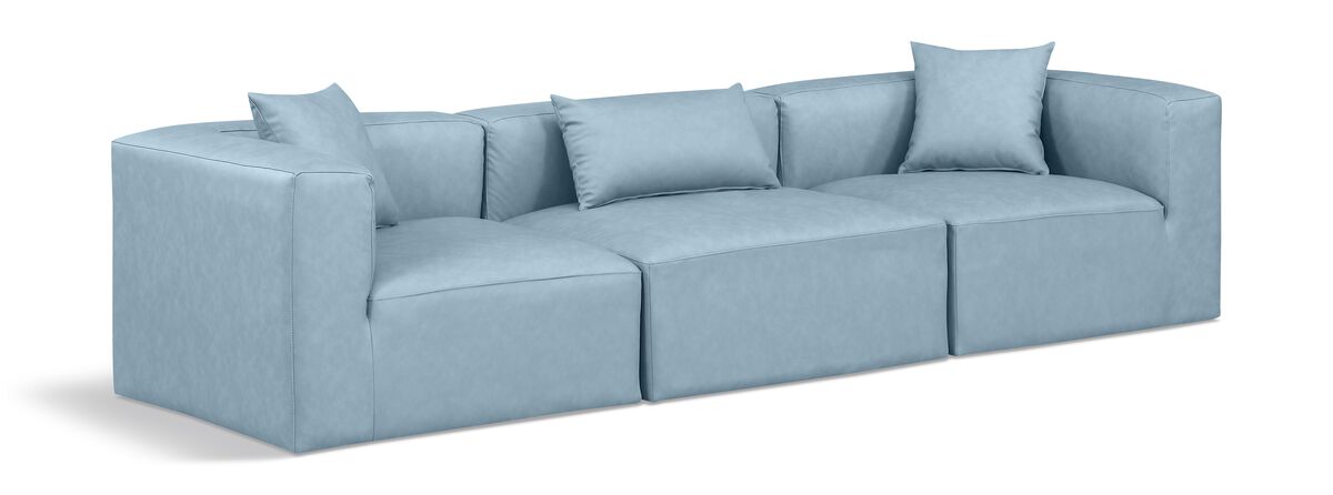 Meridian Furniture Cube Light Blue Vegan Leather Modular Sofa