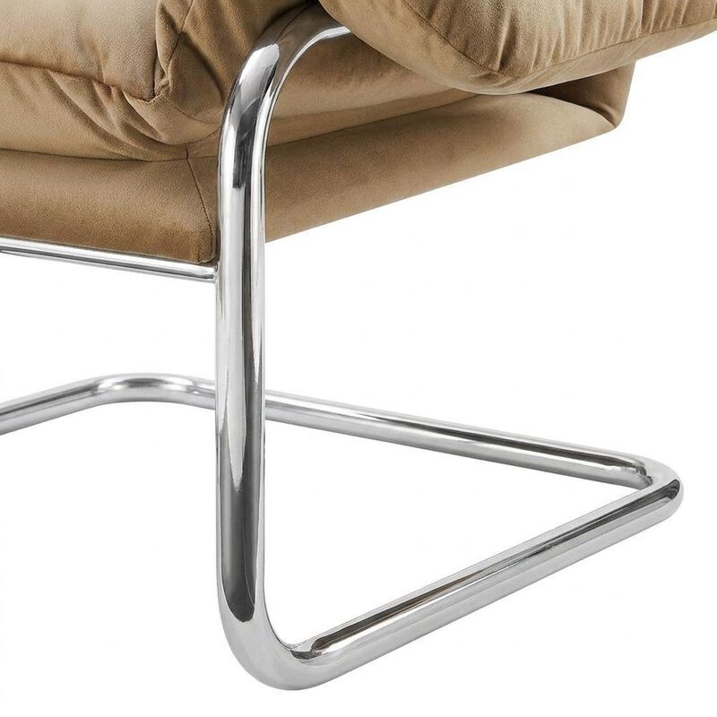 Performance Velvet Upholstered Accent Chair with Wide Arms, Taupe image number 6