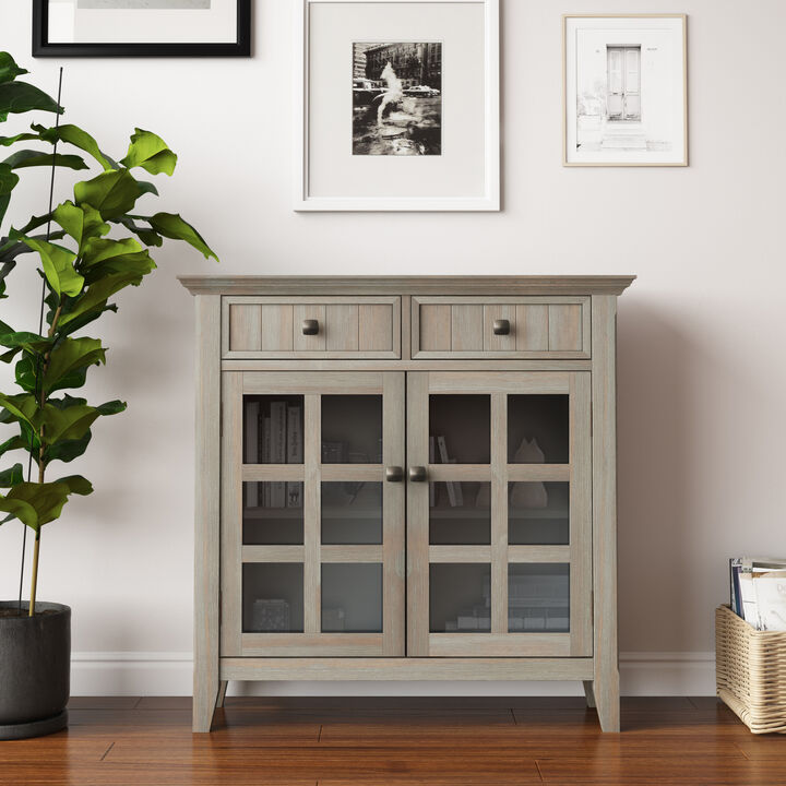 Acadian SOLID WOOD 36 inch Wide Transitional Entryway Hallway Storage Cabinet in Distressed Grey