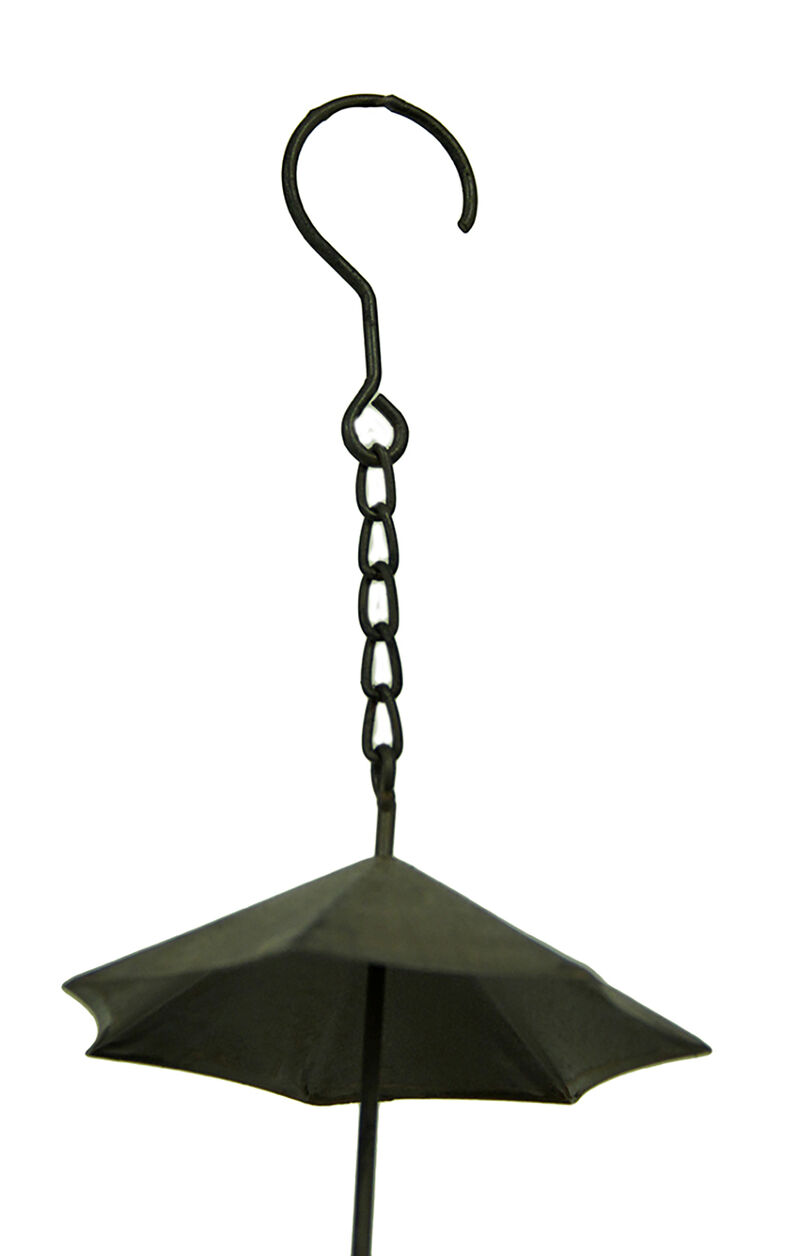 Metal Umbrella Rain Chain Dark Brown 61in Outdoor Gutter Downspout Decor image number 2