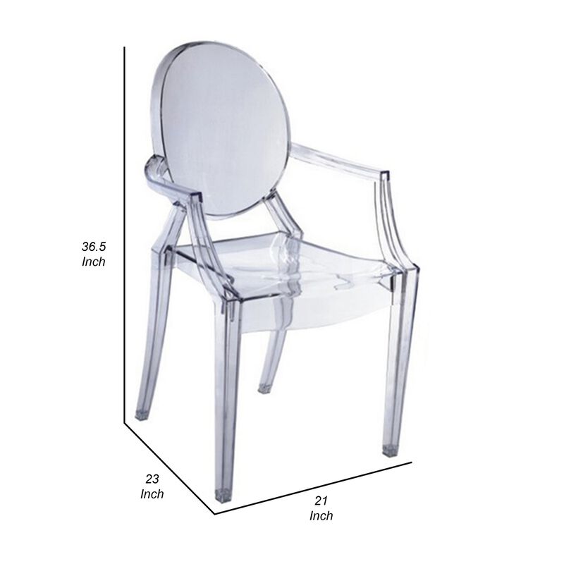 Nili Set of 4 Dining Armchairs, Oval Shape Back, Molded Seat, Clear Finish - Benzara image number 4