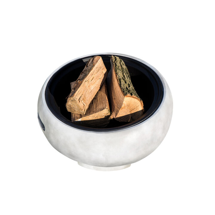 Outdoor Round Faux Concrete Wood Burning Fire Pit with Accessories, Gray