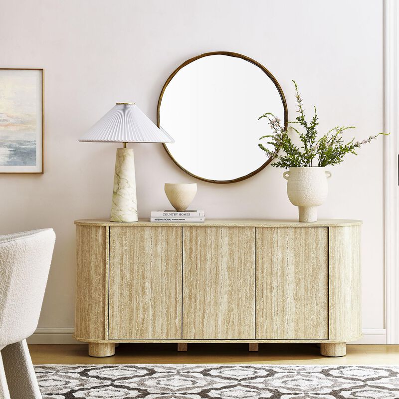 Overture 63" Oval Sideboard in Travertine image number 4