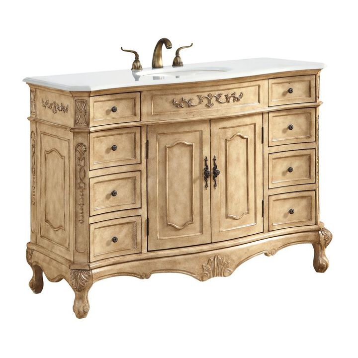 Elegant Kitchen and Bath 48 inch Single Bathroom vanity in Antique Beige