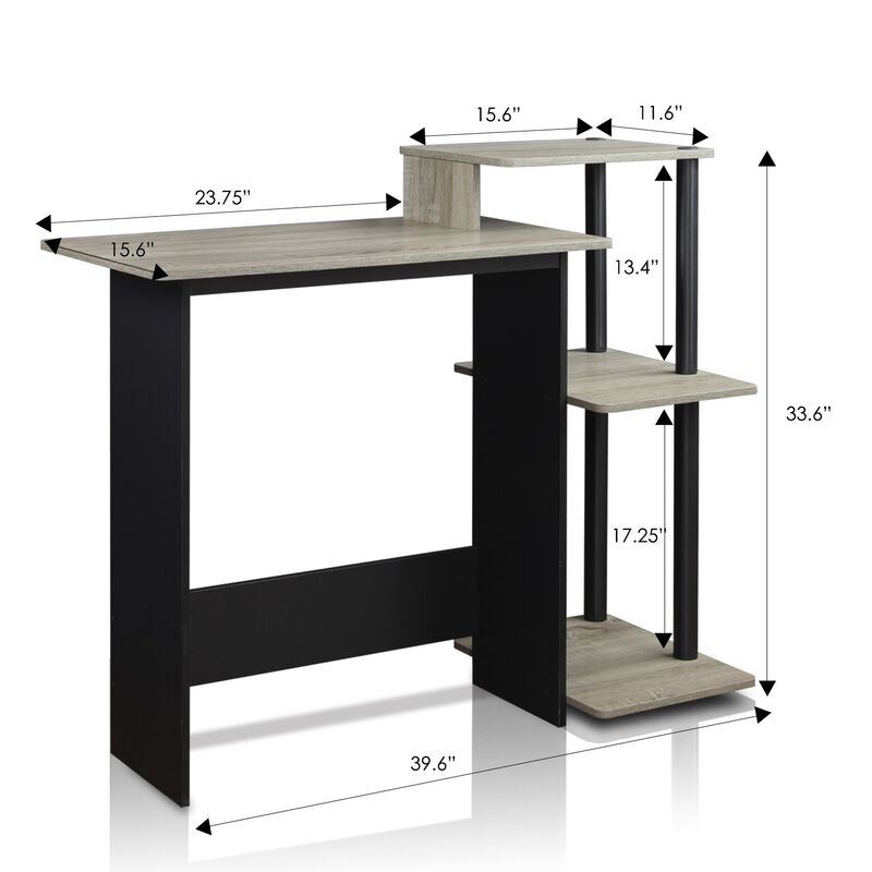 Furinno Furinno 11192GYW/BK Efficient Home Laptop Notebook Computer Desk, Oak Grey/Black